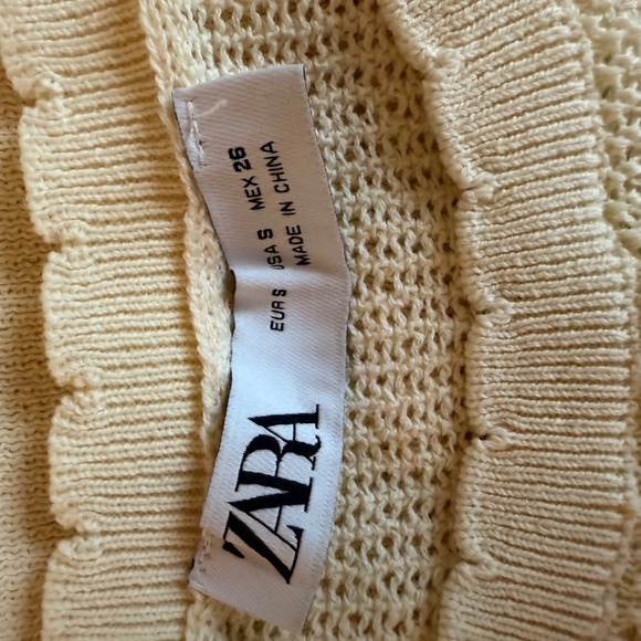 Zara Cream Crochet Knit Sleeveless Top w/ Tie Waist - Picture 9 of 9